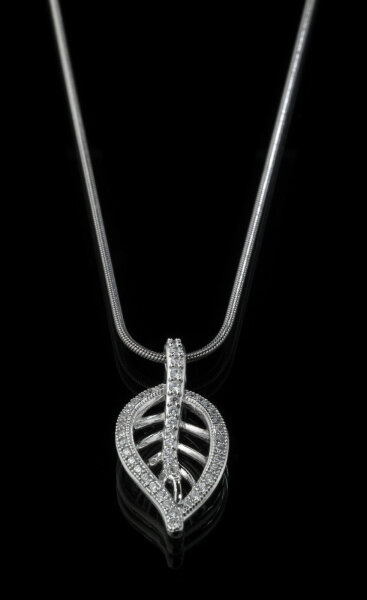 Bersani Foglia Anhänger Zirkonia echt Silber 925 Mikro-Pave´ Sterlingsilber