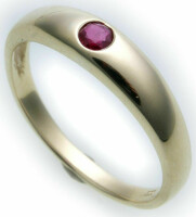 Bestpreis Damen Ring echt Gold 585 Rubin 14kt wie Taufring Gelbgold Rot Neu 50