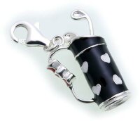 Charm Golftasche schwarz echt Silber 925 Bettelarmband Sterlingsilber Qualität