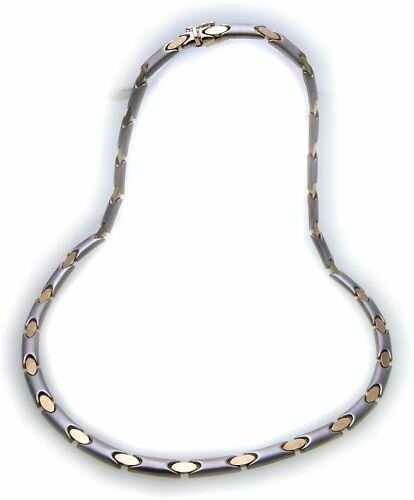 Collier echt Gold 585 Bicolor teilmattiert 14kt Damen Gelbgold