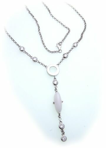 Collier Kette Aragonit echt Silber 925 Zirkonia Sterlingsilber