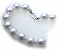 Collier Muschelkernperlen weiß 10mm Silber 925 42cm Perlen Sterlingsilber