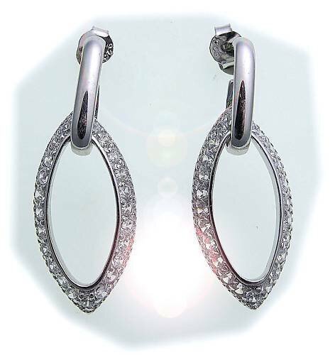Damen Ohrringe echt Silber 925 Sterlingsilber Zirkonia beweglic Ohrhänger Hänger