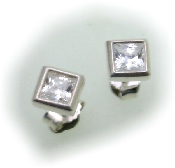 Ohrringe Stecker Quadrat 5 mm Zirkonia echt Silber 925 Ohrstecker Sterlingsilber