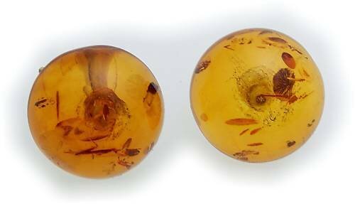Damen Ohrringe Ohrstecker echt Bernstein 12mm Halbkugel Gold 333 Gelbgold