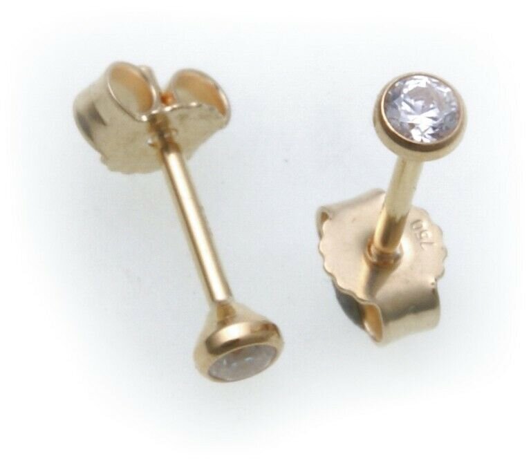 Damen Ohrringe Ohrstecker Zirkonia echt Gold 585 mm Glanz
