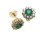 Damen Ohrringe Stecker echt Smaragd rund Gold 333 Zirkonia Gelbgold Ohrstecker