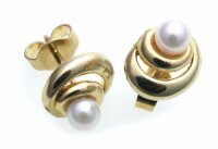 Damen Ohrringe Stecker echt Zuchtperlen 4 mm Gold 333...