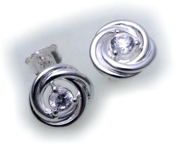 Damen Ohrringe Zirkonia echt Silber 925 Ohrstecker gute Qualität Sterlingsilber