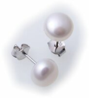 Ohrringe Stecker Zuchtperlen weiß 8 mm echt Silber...