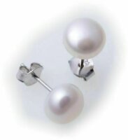 Ohrringe Stecker Zuchtperlen weiß 8 mm echt Silber 925 Sterlingsilber Unisex