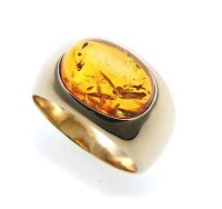 Damen Ring echter Bernstein aus de Ostsee echt Gold 585 Gelbgold 14k N8553 BE 5