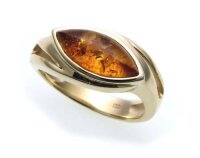 Damen Ring echter Bernstein aus de Ostsee echt Gold 585...