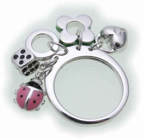 Damen Ring mit Charms echt Silber 925 Marienkäfer Sterlingsilber Würfel Neu