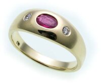 Damen Ring Rubin 6x4 echt Gold 585 Brillant 0,10ct...