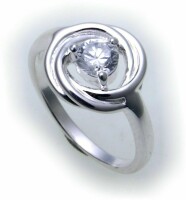 Damen Ring rund Zirkonia echt Silber 925 Sterlingsilber gute Qualität