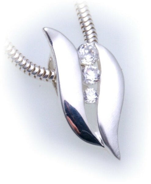 exkl. Anhänger echt Silber 925 mit Zirkonia teilmatt Qualität Sterlingsilber Neu