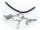Hals Kette Leder mit 3 Charms echt Silber 925 Zirkonia Sterlingsilber