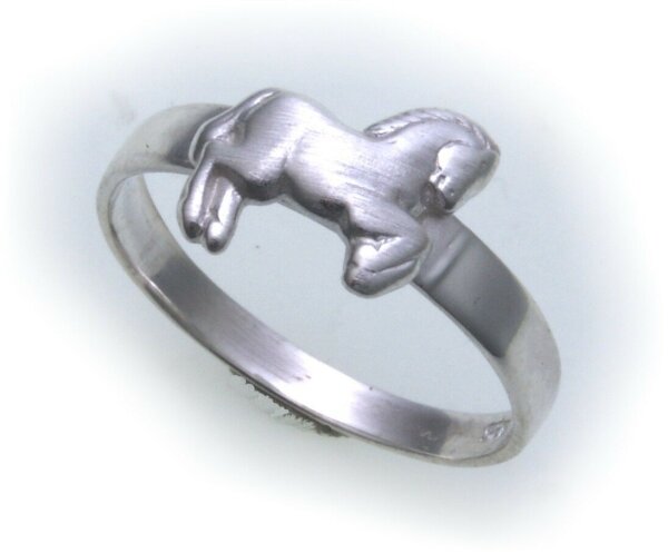 Kinder Ring Pferd echt Silber 925 Sterlingsilber massiv poliert Qualität