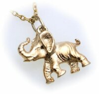 Neu Anhänger Elefant echt Gold 585 14 karat massiv plastisch Gelbgold Unisex Top