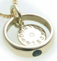 Taufring mit Uhr  Saphir echt 585 14 karat Gold Safir...