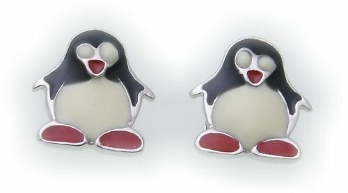 Ohrringe Stecker Pinguin Silber 925 Ohrstecker Sterlingsilber Kinder