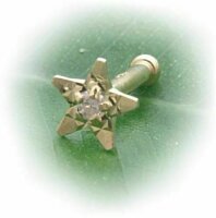 Piercing Nase Stern echt Gold 750 Brillant Nasenstecker...