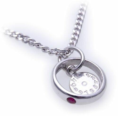 Taufring mit Uhr Rubin 585 Weißgold poliert ohne Kette Qualität
