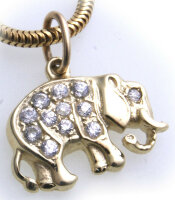 Anhänger echt Gold 333 Elefant Diamant 0,20ct Brillant Gelbgold Unisex er- NEU