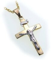 Anhänger Kreuz mit Jesus echt Gold 333 teilrhod....