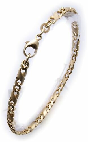 Armband Dollarkette matt. in Gold 585 teilmatt 19cm 14kt Gelbgold Damen