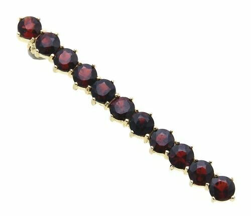 Brosche Granat echt Gold 585 Granatbrosche Stabbrosche Gelbgold Damen 14kt 3901/