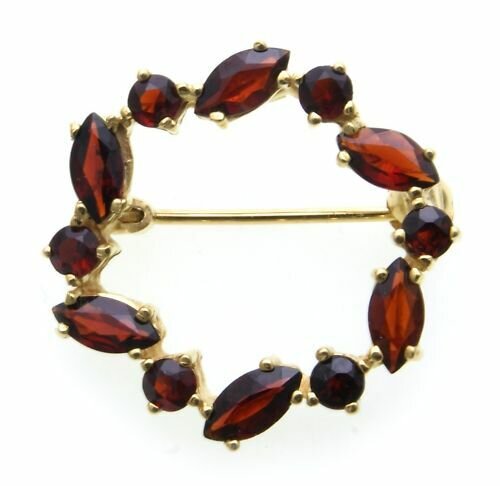 Brosche m. Granat Gold 333 Granatbrosche Gelbgold Damen 8kt 3926/3GR