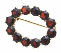 Brosche m. Granat Gold 585 Granatbrosche Gelbgold Damen...