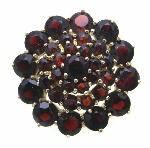 Brosche m. Granat Gold 585 Granatbrosche Granatschmuck Gelbgold Damen 14kt 3925/
