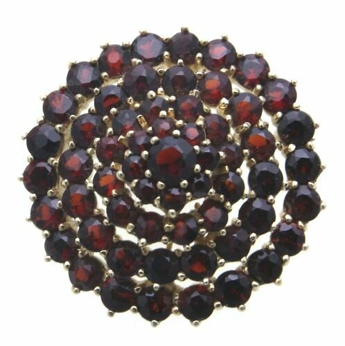 Brosche m. Granat Gold 585 Granatbrosche groß Gelbgold Damen 14kt