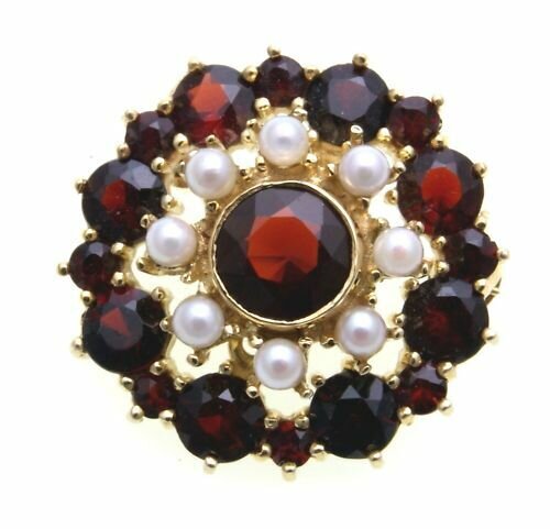 Brosche m. Granat Zuchtperle Gold 585 Granatbrosche 3900/5GR.ZP