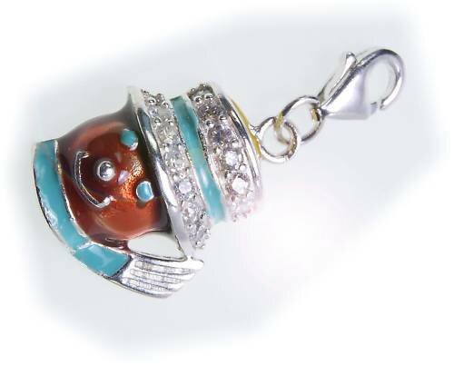 Charm Maske mit Hut-Schal Zirkonia echt Silber 925 Sterlingsilber Qualität