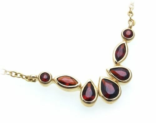 Collier Granat echt Silber 925 Halsschmuck Sterlingsilber  Damen Halskette 4009/