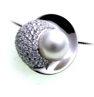Damen Collier echt Silber 925 Zirkonia Perlen...