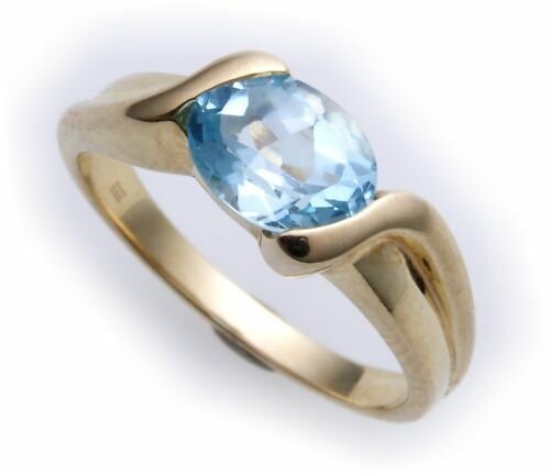 Damen Ring echt Gold 333 echt Topas 8x6 mm Glanz Gelbgold Qualität