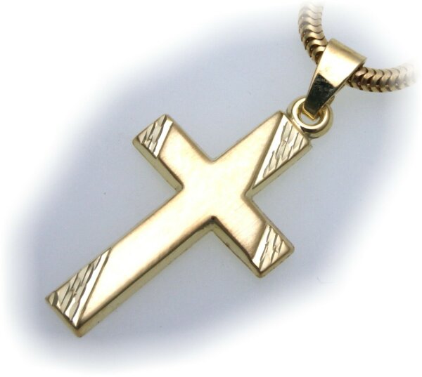 Anhänger Kreuz mattiert echt Gold 585 27 mm günstig 14kt Gelbgold Unisex Neu