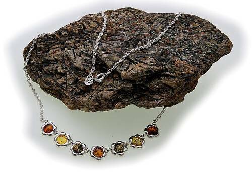 Collier echt Bernstein in Silber 925 Bernsteincollier Sterlingsilber Unisex BL10