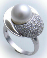Damen Ring echt Silber 925 Zirkonia Sterlingsilber Perlen...