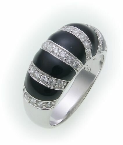 Damen Ring echt Silber 925 Zirkonia Sterlingsilber schwarz Qualität TBRS00760