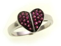 Damen Ring Herzform echt Silber 925 mit roten Zirkonia...