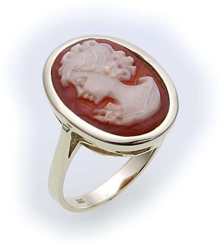 Damen Ring m Muschelgemme in Silber 925 Gemmenring Sterlingsilber Muschelkamee