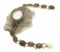 Damen Uhr Granat echt Gold 585 Armschmuck 17,5 cm...