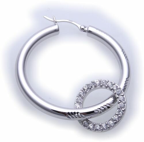 Einhänger für Creolen echt Silber 925/- mit Zirkonia Sterlingsilber Qualität