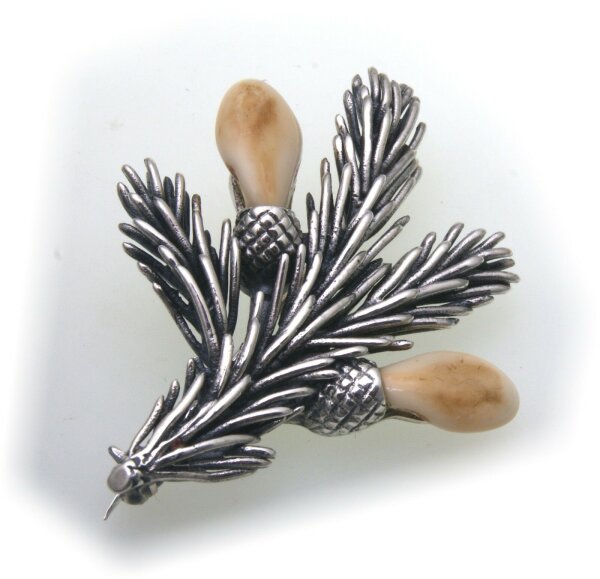 Grandel Brosche echt Silber 925 Zweig Jagdschmuck Grandelschmuck Grandelbrosche
